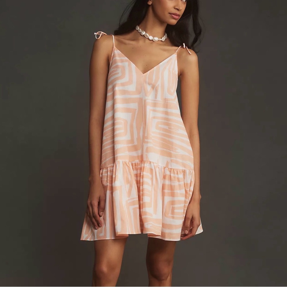 Maeve Peach and White Striped Dress